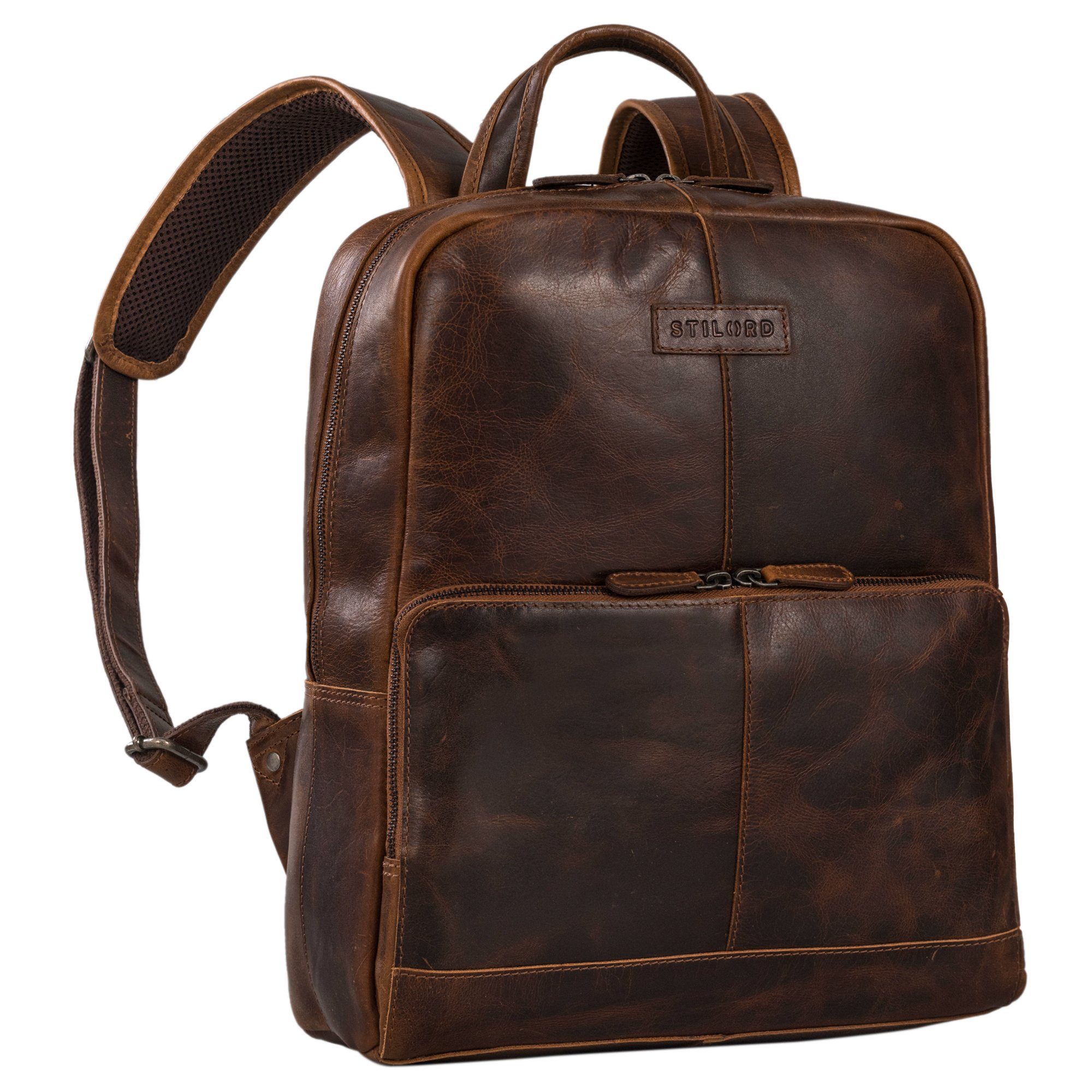 STILORD Notebook-Rucksack "Friedrich" Stilvoller Leder Business Rucksack florida - braun