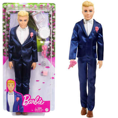 Barbie Anziehpuppe Puppe Bräutigam Ken Barbie Mattel GTF36 Anzug & Hochzeits-Zubehör