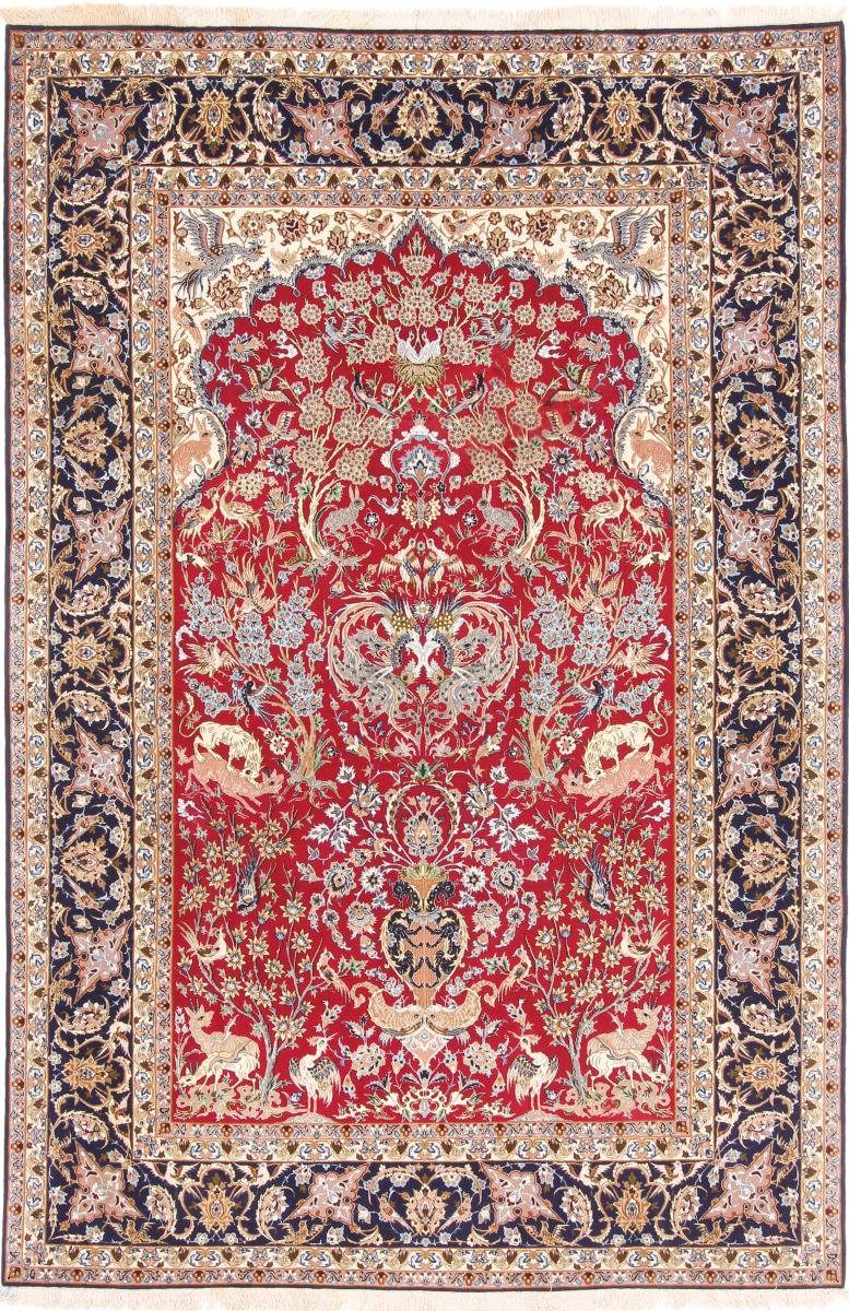 Orientteppich Isfahan Seidenkette 152x232 Handgeknüpfter Orientteppich, Nain Trading, rechteckig, Höhe: 6 mm | Kurzflor-Teppiche