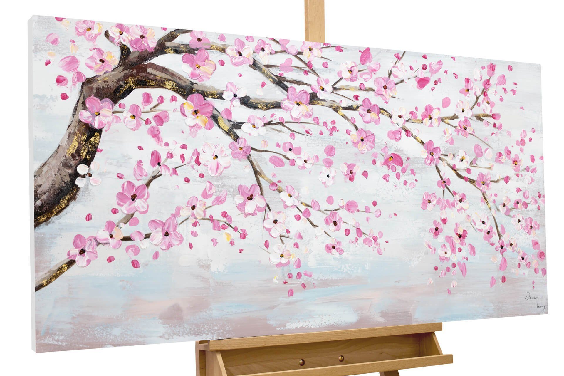 KUNSTLOFT Gemälde Ode an den Frühling 120x60 cm, Leinwandbild 100% HANDGEMALT Wandbild Wohnzimmer