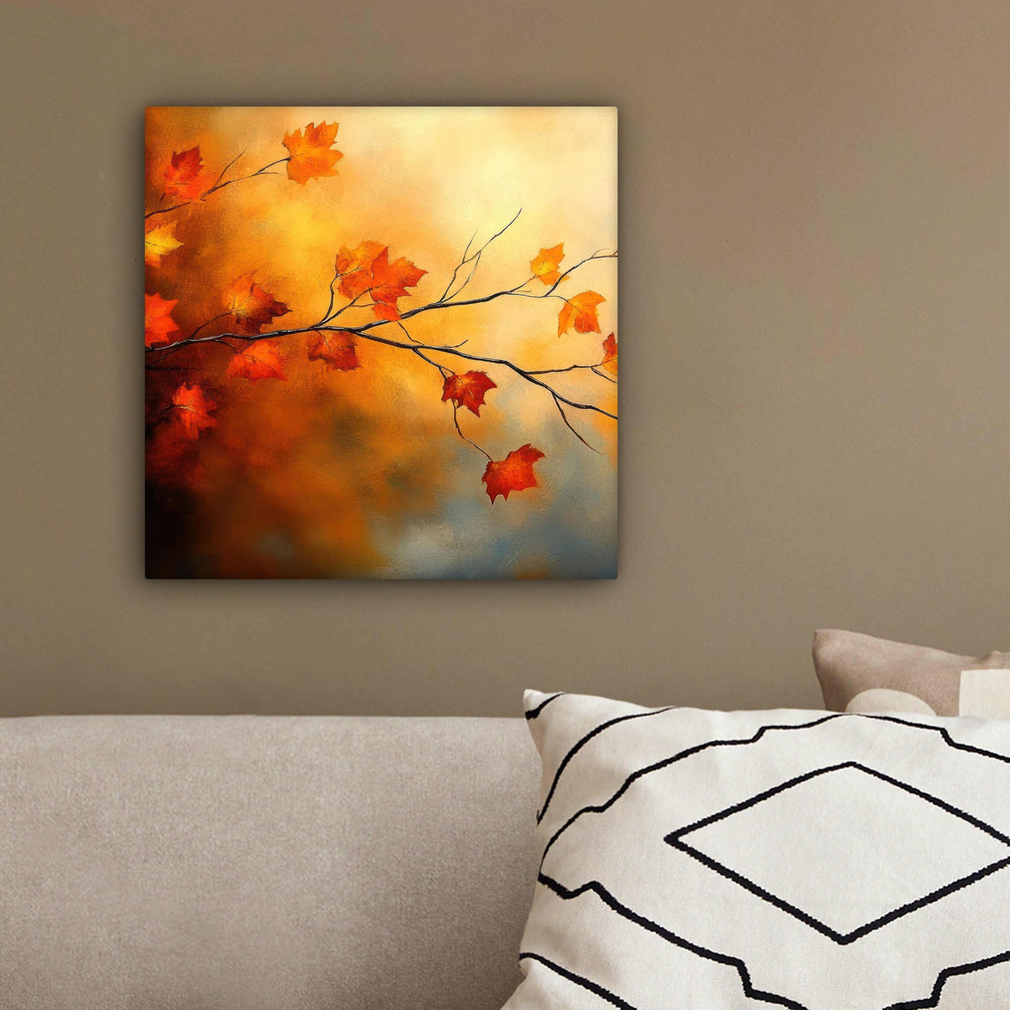 OneMillionCanvasses® Leinwandbild Herbstblätter - Orange - Abstrakt - Herbstzweige - Natur, Fotodruck (1 St), Leinwand Canvas Wandbild, Wanddekoration 20x30 cm – Bild 4 von 5