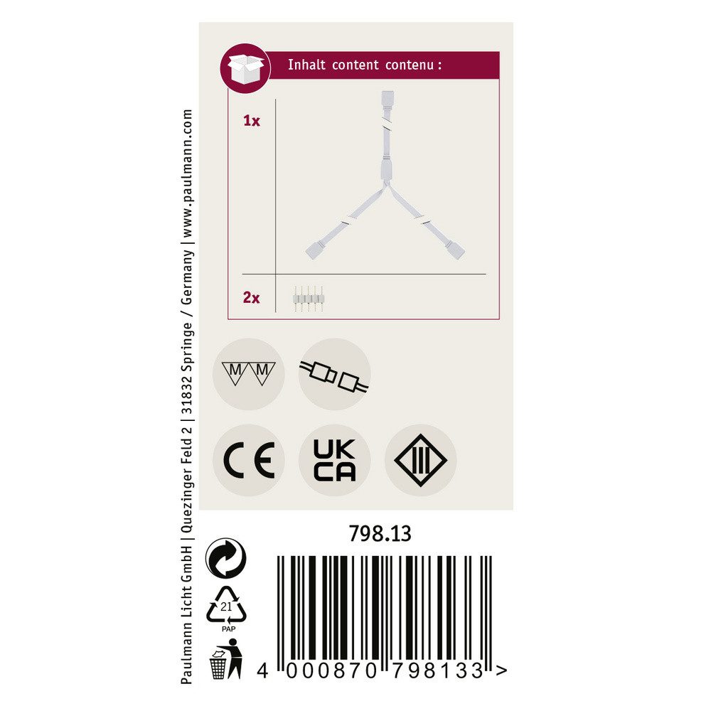 Paulmann LED Lichtleiste Paulmann 79813 MaxLED Y-Splitter Verbinder (B x H x T) 30 x 7 x