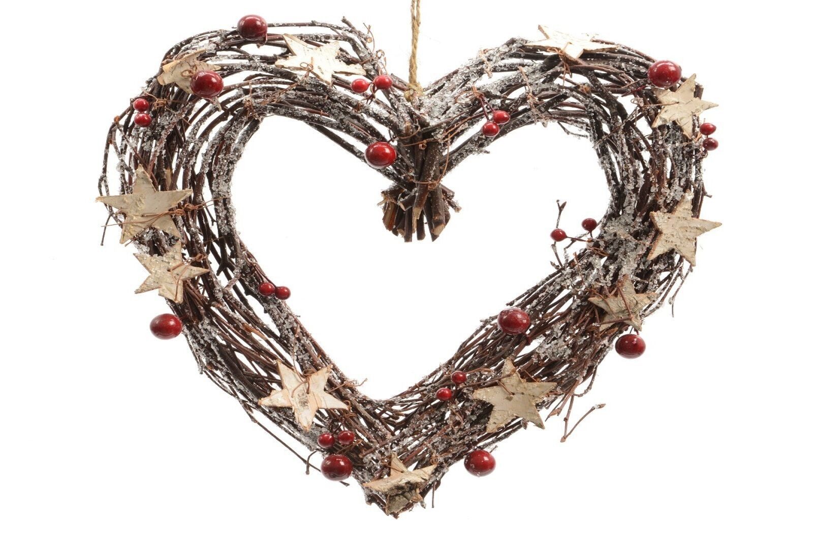 Kaemingk Dekokranz Braun Zweig Herz Kranz mit Birke Stars & Beeren, braun, günstig online kaufen