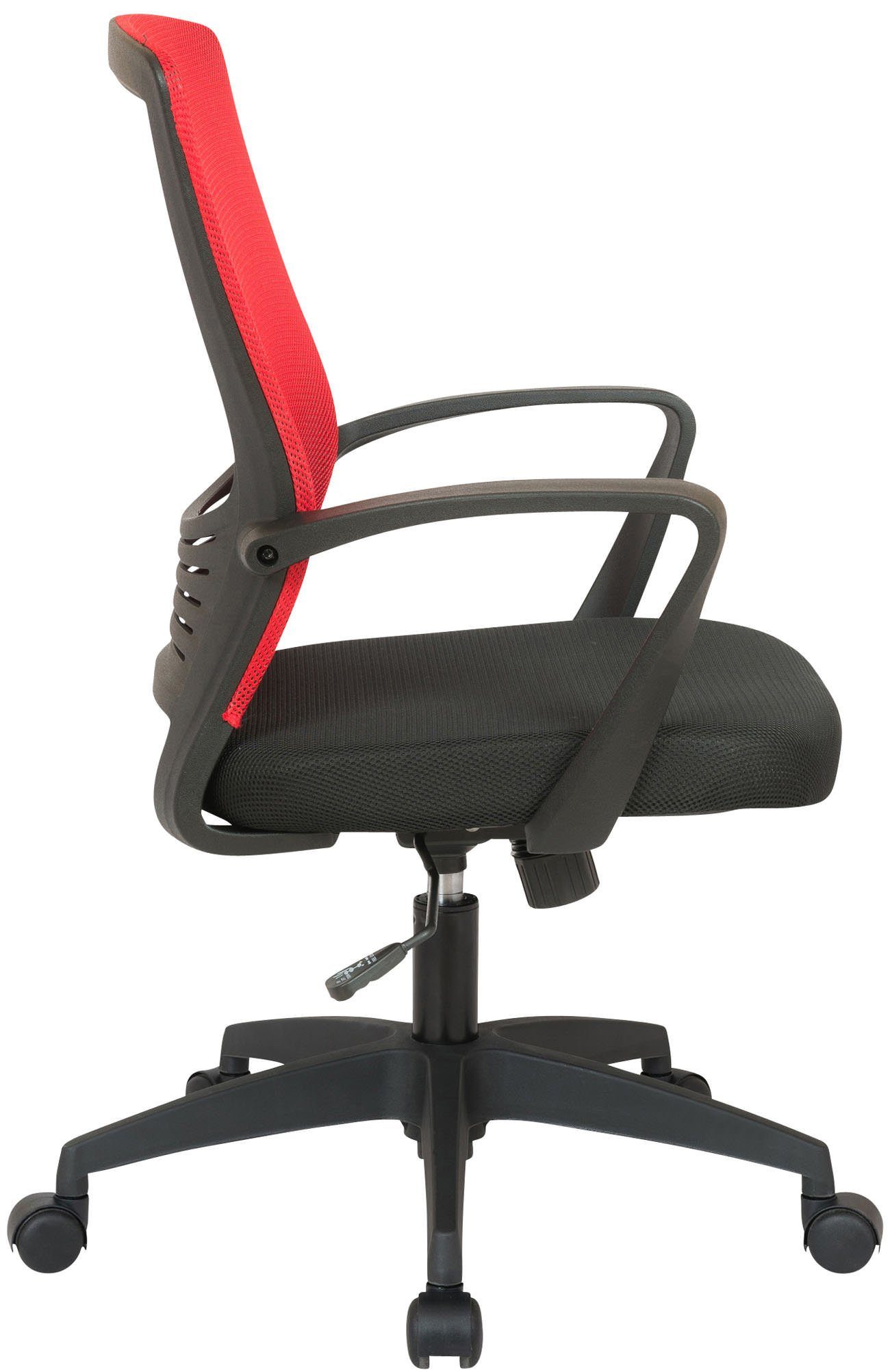 Schreibtischstuhl höhenverstellbar Kampen, rot/schwarz drehbar CLP und