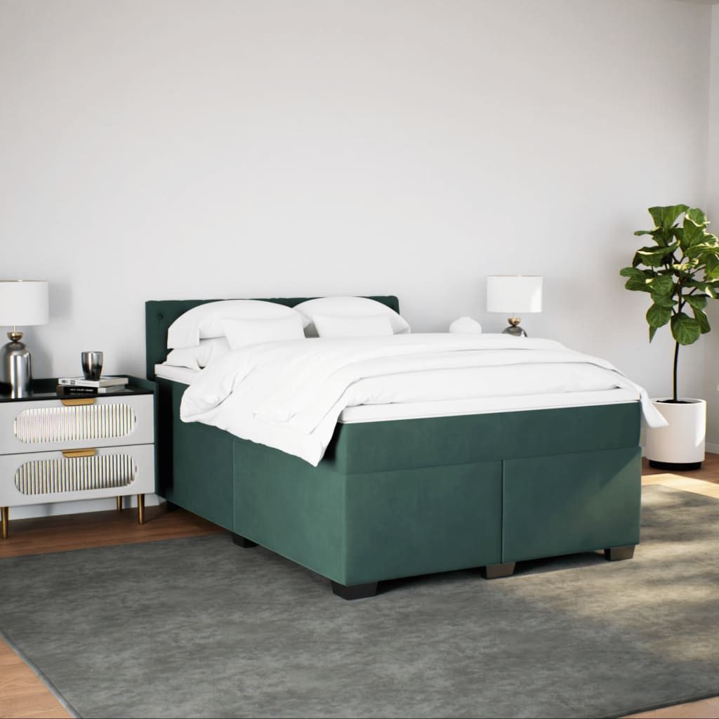 vidaXL Bett Boxspringbett mit Matratze Dunkelgrün günstig online kaufen
