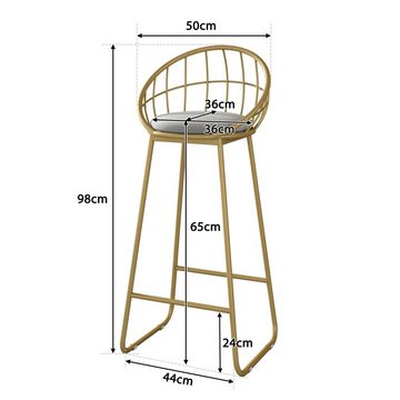 Celya Barhocker mit Rückenlehne Polsterung(Set,2er), 2-teiliges Barhocker Barstühle,bis 100 kg belastbar