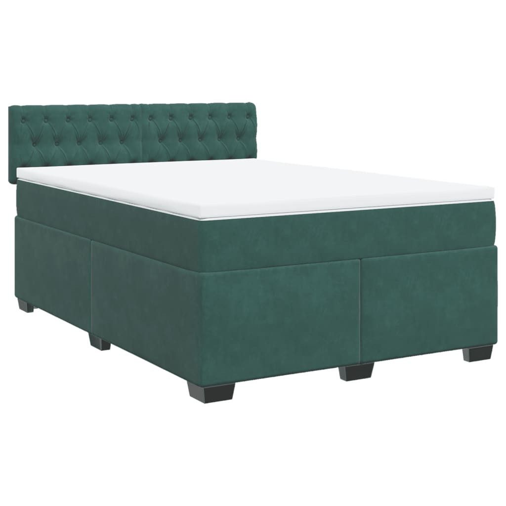 vidaXL Bett Boxspringbett mit Matratze Dunkelgrün günstig online kaufen