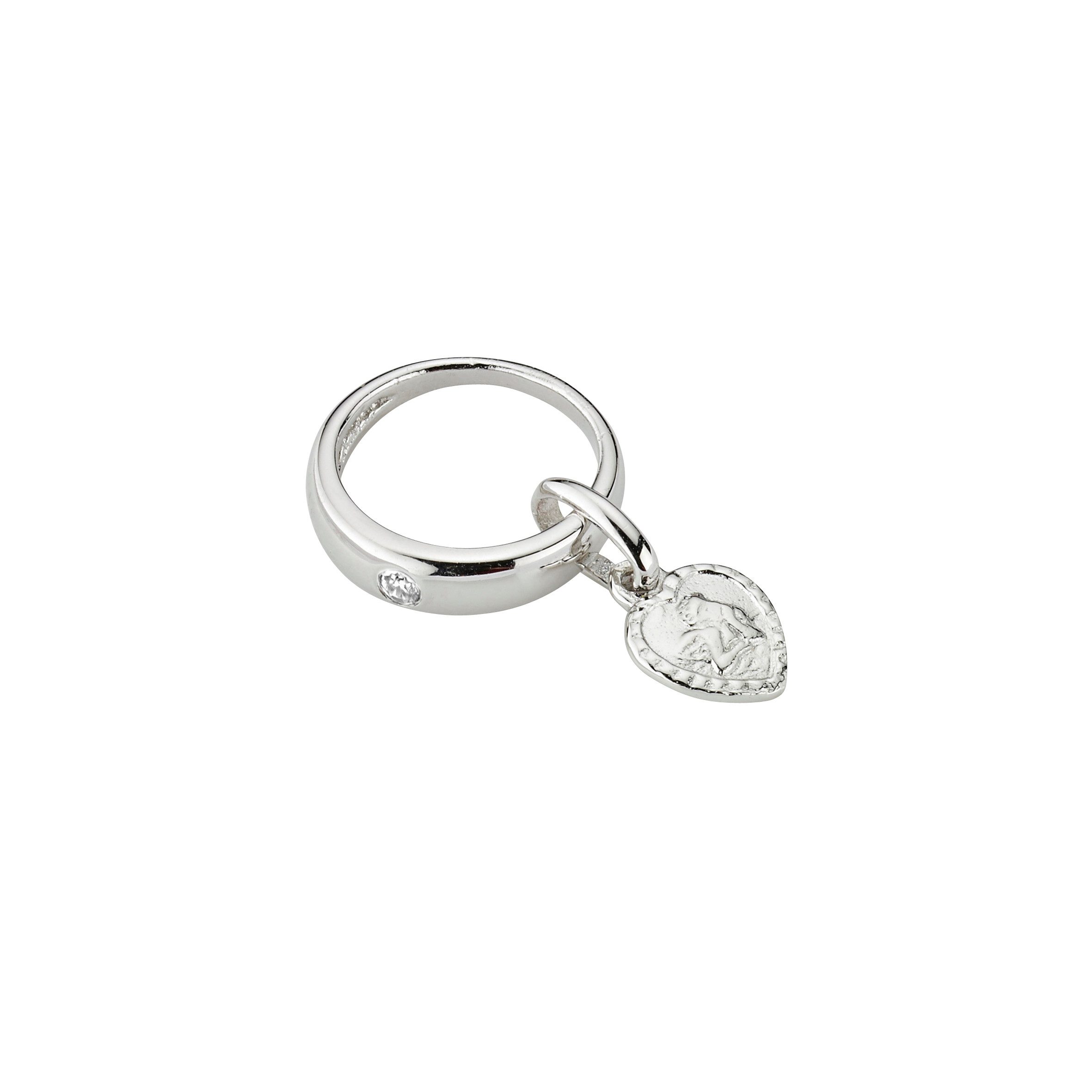 Firetti Kettenanhänger Schmuck Geschenk Silber 925 Anhänger Taufring Herz mit Engelmotiv, mit Zirkonia (synth)