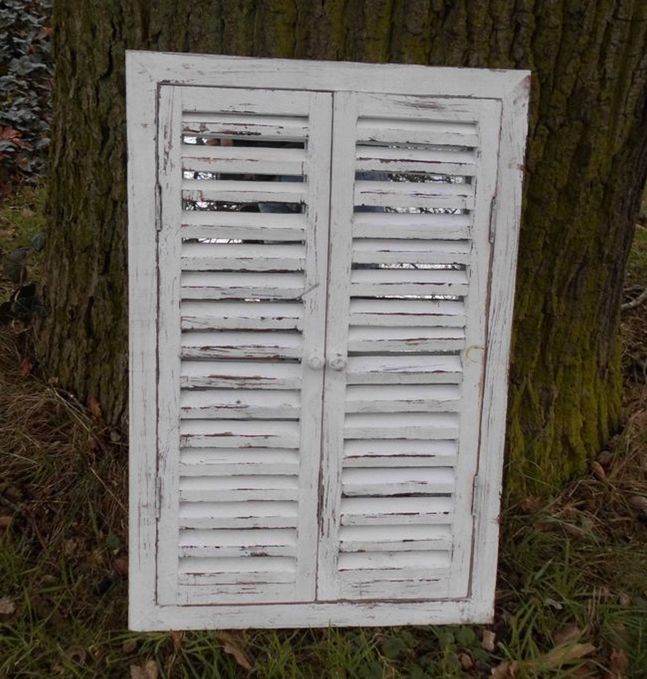 Deko-Impression Wandspiegel Wandspiegel a. Holz m. Fensterläden Shabby Antikweiß 60 x 40 cm (1-St)