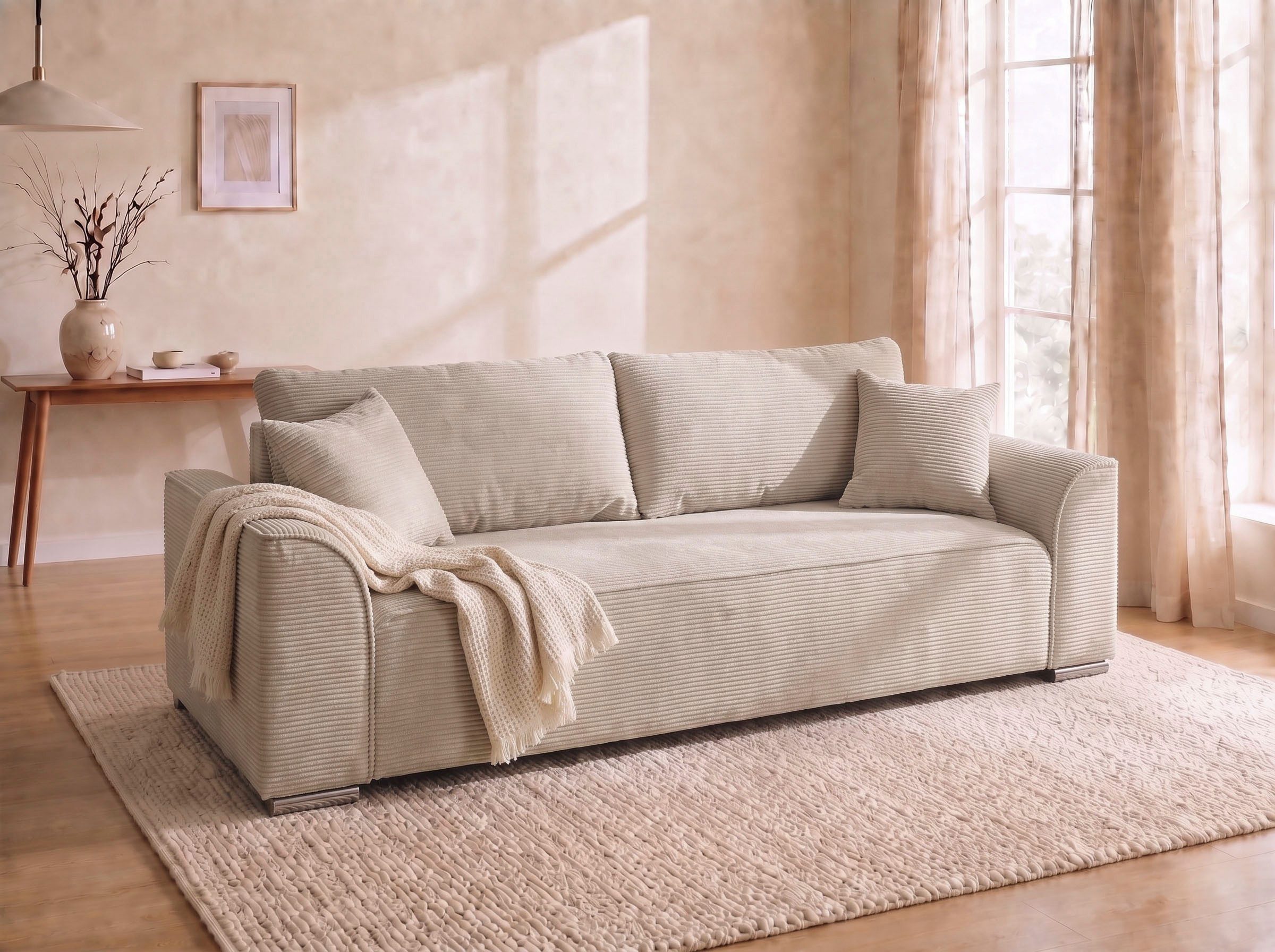 COLLECTION AB Schlafsofa Sara B: 241 cm, Liegefl. 137x195 cm, Bettkasten, optional mit Topper, Schlaffunktion, Couch mit Bonnellfederkern, Gästebettfunktion