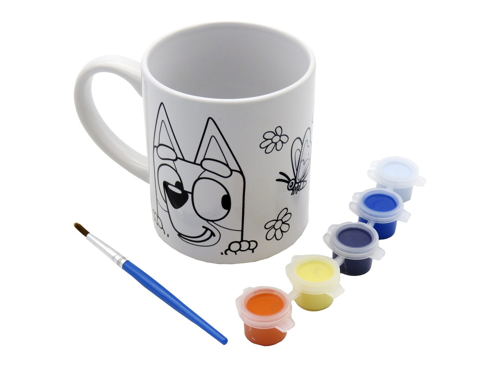 Bluey Tasse Tasse zum Bemalen Set mit 5 Farben und Pinsel Malset Kinder