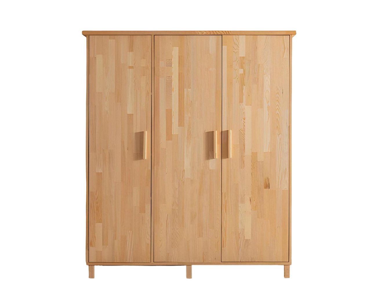 Kleiderschrank Beiger Schlafzimmer Edler Kleiderschrank Designer 3-türige Holz