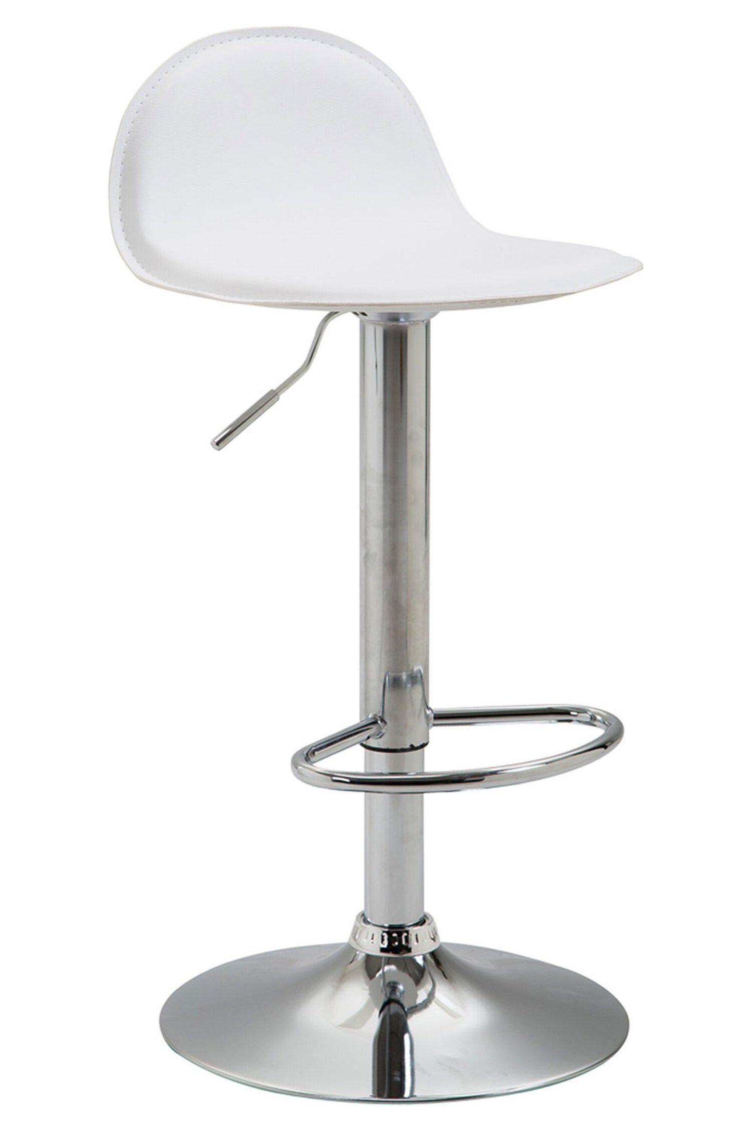 TPFLiving Barhocker Lana (mit hoher Rückenlehne und Fußstütze - Hocker für Theke & Küche), 360° drehbar - Gestell: Metall chrom- Sitzfläche: Kunstleder Weiß