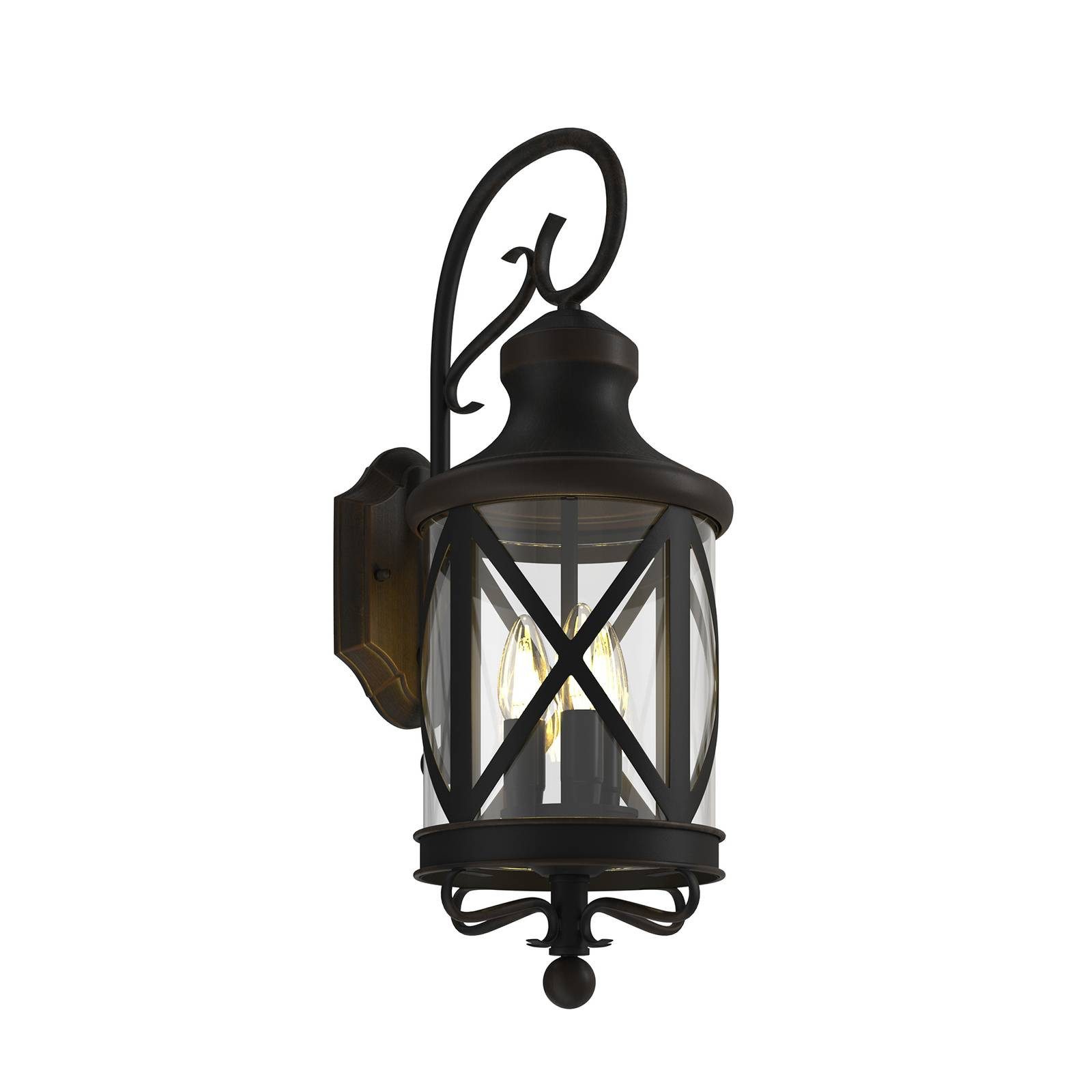 Lucande Außen-Wandleuchte Marcellino, Metall, Braun IP23, 3 x 40 W