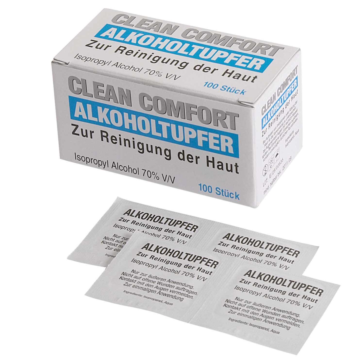 Hautreinigungs-Set Clean-Comfort Alkoholtupfer 100 Stück