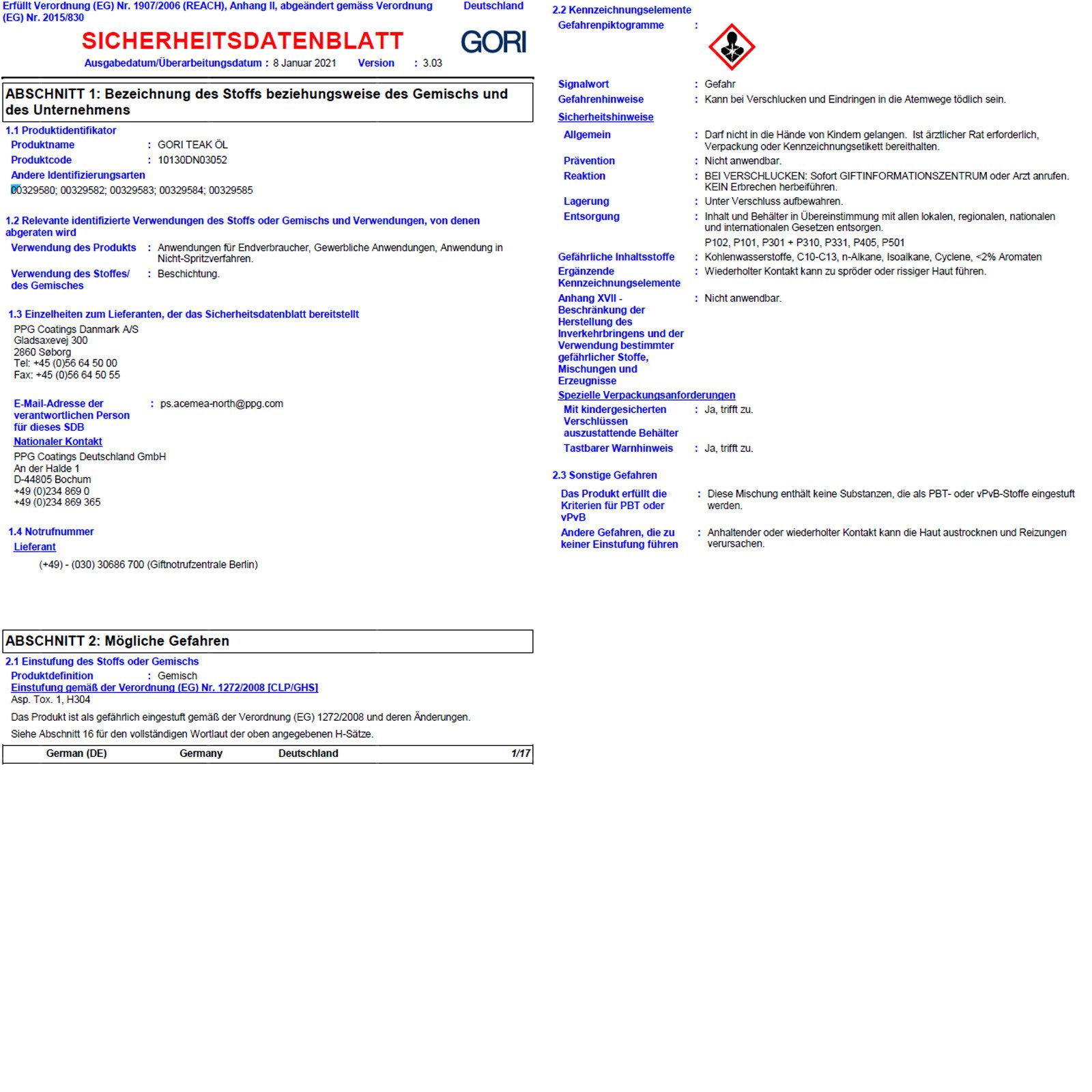 GORI Holzöl 06 Universal Holzöl - 2.5 Ltr