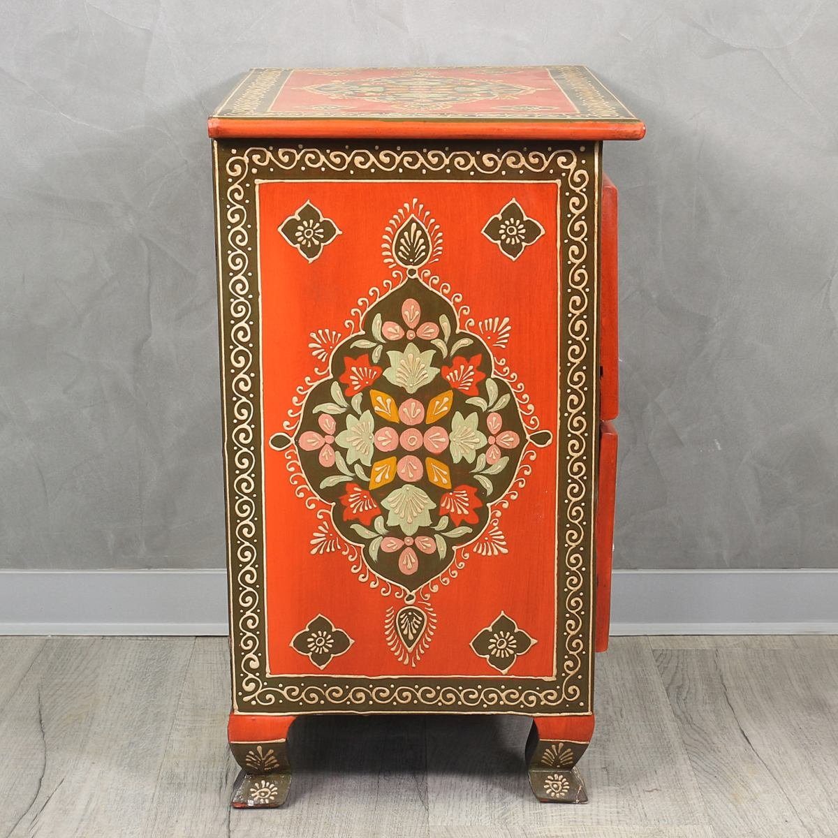 Rot Oriental Mehrzweckschrank Handarbeit Kommode zwei Galerie Schubladen Bunt 52 cm Indien mit