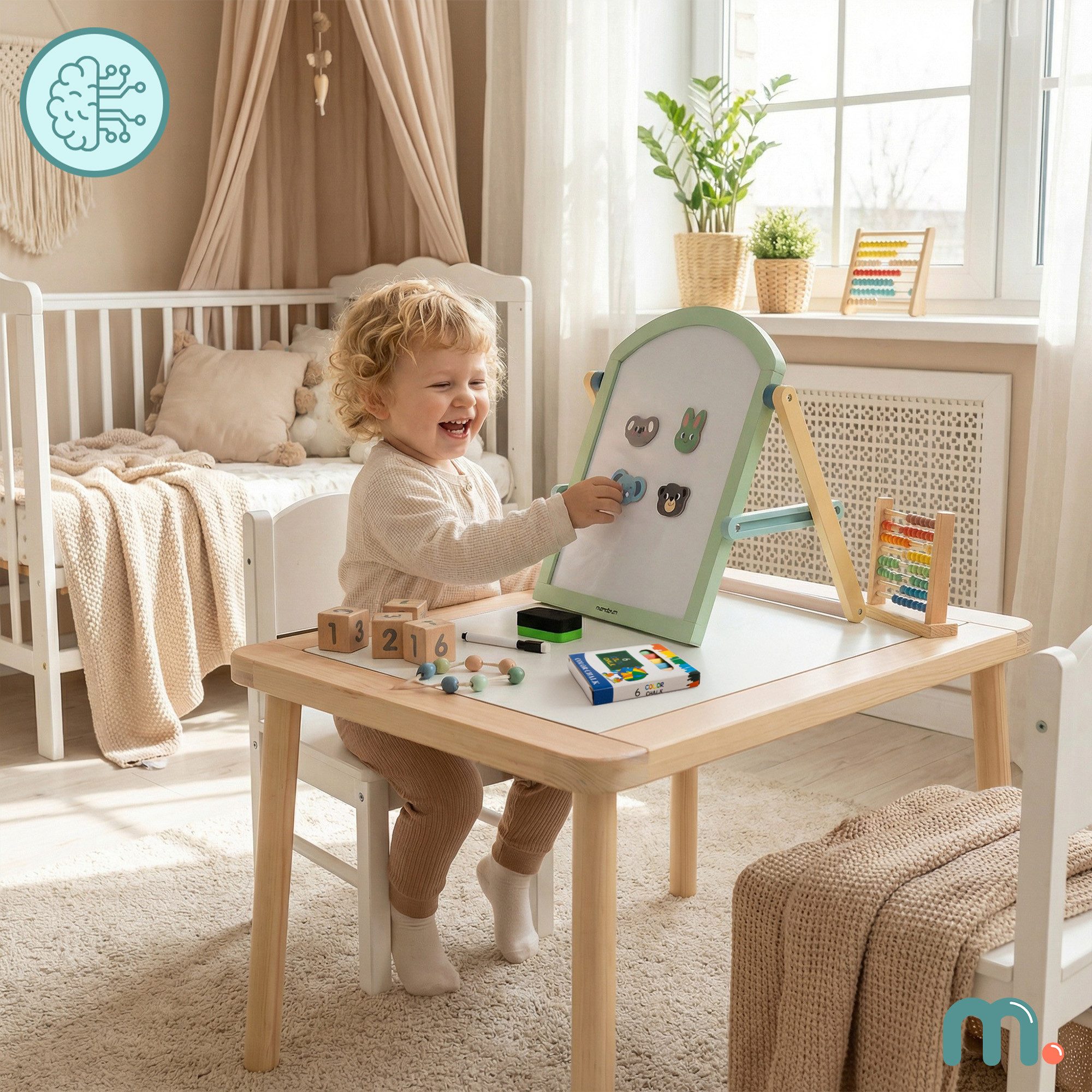 Mamabrum Kinderstaffelei Mamabrum Kinder Tafel 2in1 Magnettafel Kreidetafel mit Ständer