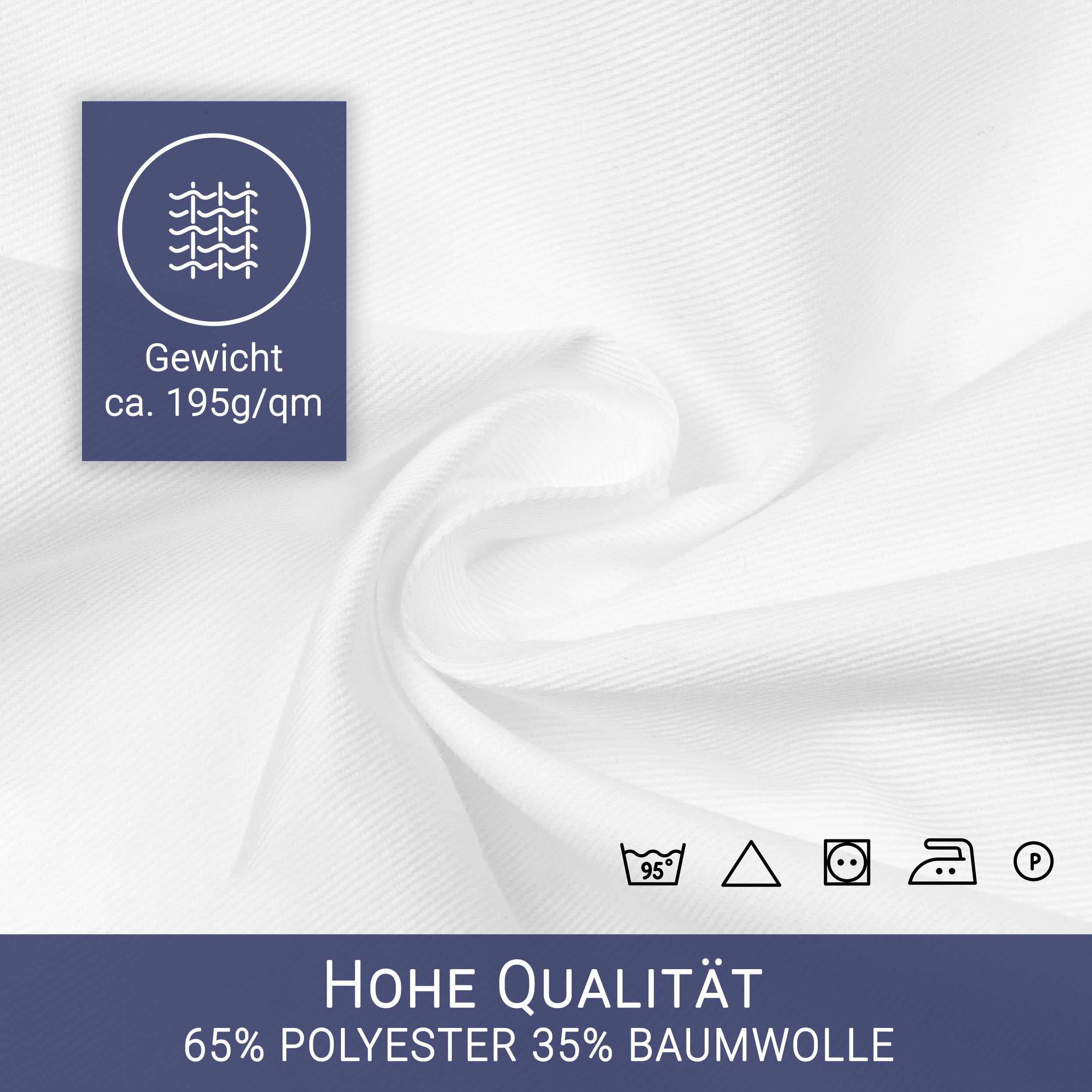 ZOLLNER Arztkittel 65% Polyester, 35% Baumwolle, Größe 44-56, weiß, mit Druckknöpfe