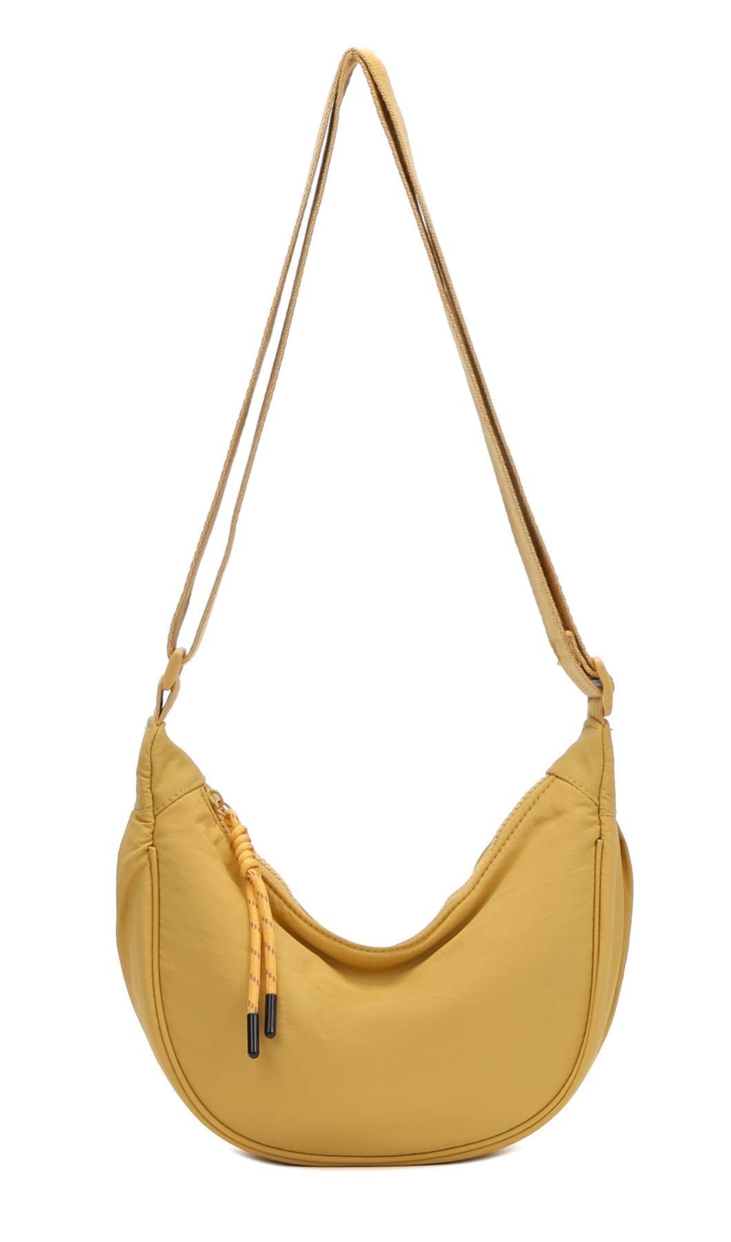 ITALYSHOP24 Schultertasche Damen Tasche Runde Brusttasche MOON Bag CrossBody Crossover Nylon, Umhängetasche Hüfttasche Slingntasche Reise sportlich-modernen Look