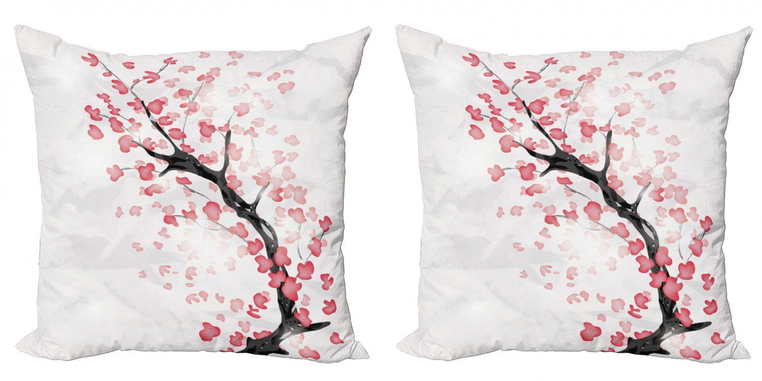 Kissenbezüge Modern Accent Doppelseitiger Digitaldruck, Abakuhaus (2 Stück), Kirschblüte Sakura-Grafik