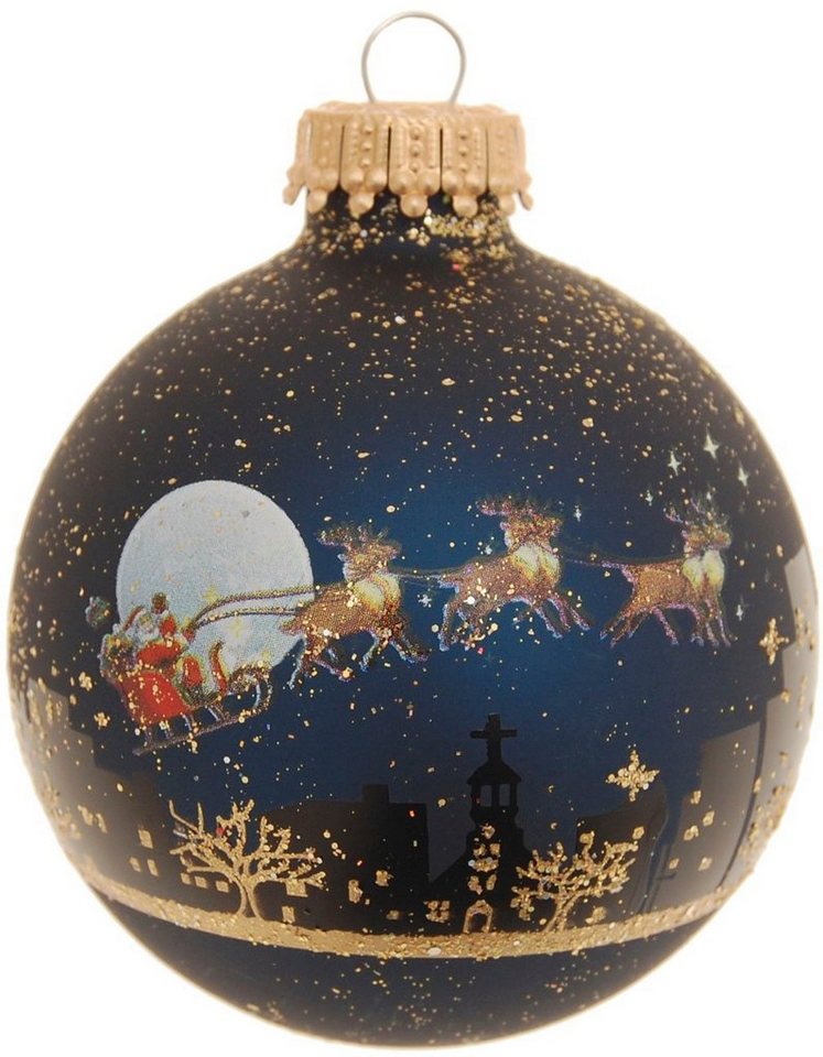 Midnight (4 Weihnachtsdeko, Glas Weihnachtsbaumkugel before aus Christbaumkugeln Glas Christbaumschmuck, Krebs Christmas Lauscha St),