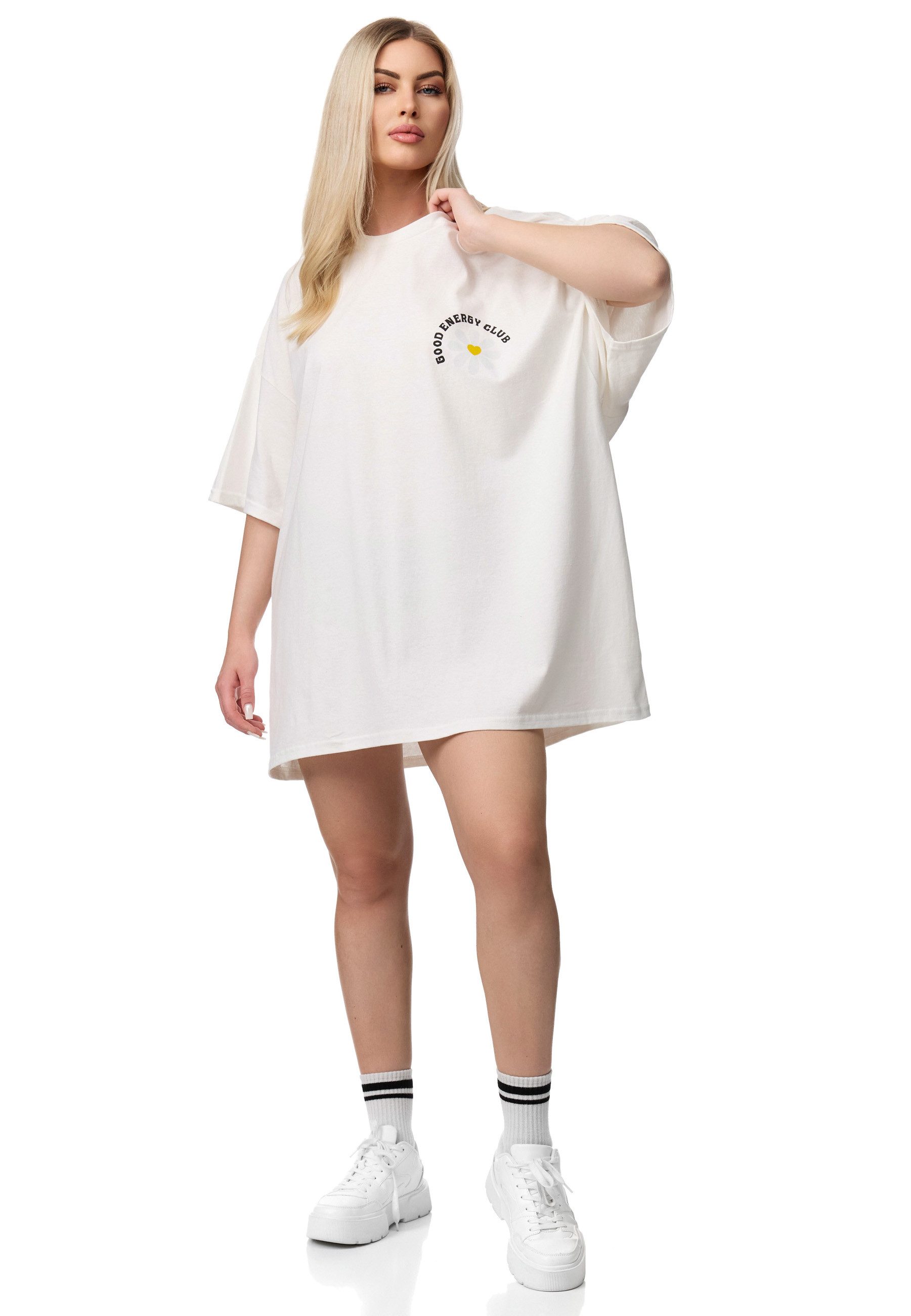 Worldclassca T-Shirt Worldclassca Oversized Print ENERGY T-Shirt lang Tee Sommer Oberteil – Bild 3 von 5