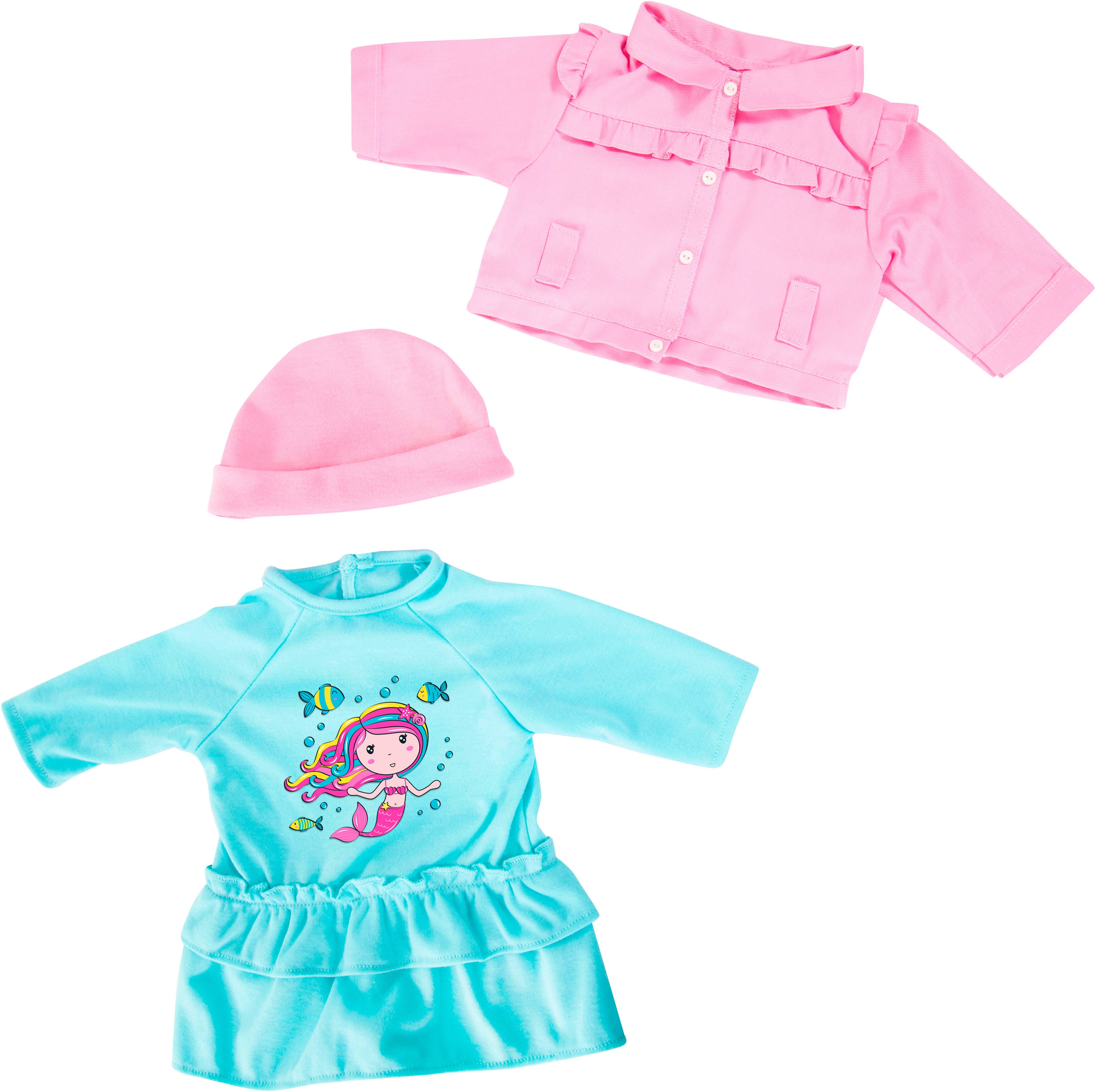 Bayer Puppenkleidung Kleid/Jacke bl. 38 cm (Set, 3-tlg)