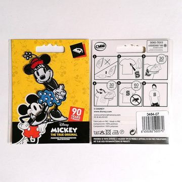 Disney Aufnäher Bügelbild, Aufbügler, Applikationen, Patches, Flicken, zum aufbügeln, Polyester, Mickey Mouse 90 Jahre Minnie - Größe: 4,5 x 8,2 cm