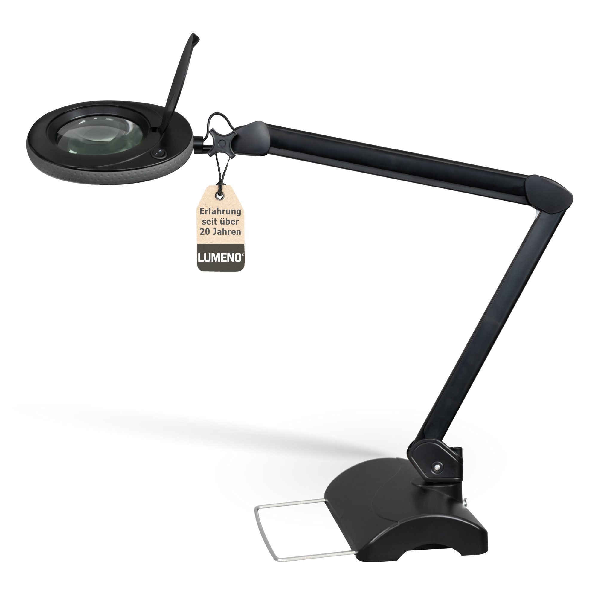 Lumeno Lupenlampe 721X LED Lupenleuchte CRI>90 mit Tischklemme und 127 mm Echtglaslinse, LED fest integriert, Kaltweiß, 6500 K, LED Leuchte