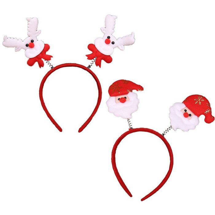 FeelGlad Haarband Weihnachts-Stirnband mit Elchkopf und Weihnachtsmann