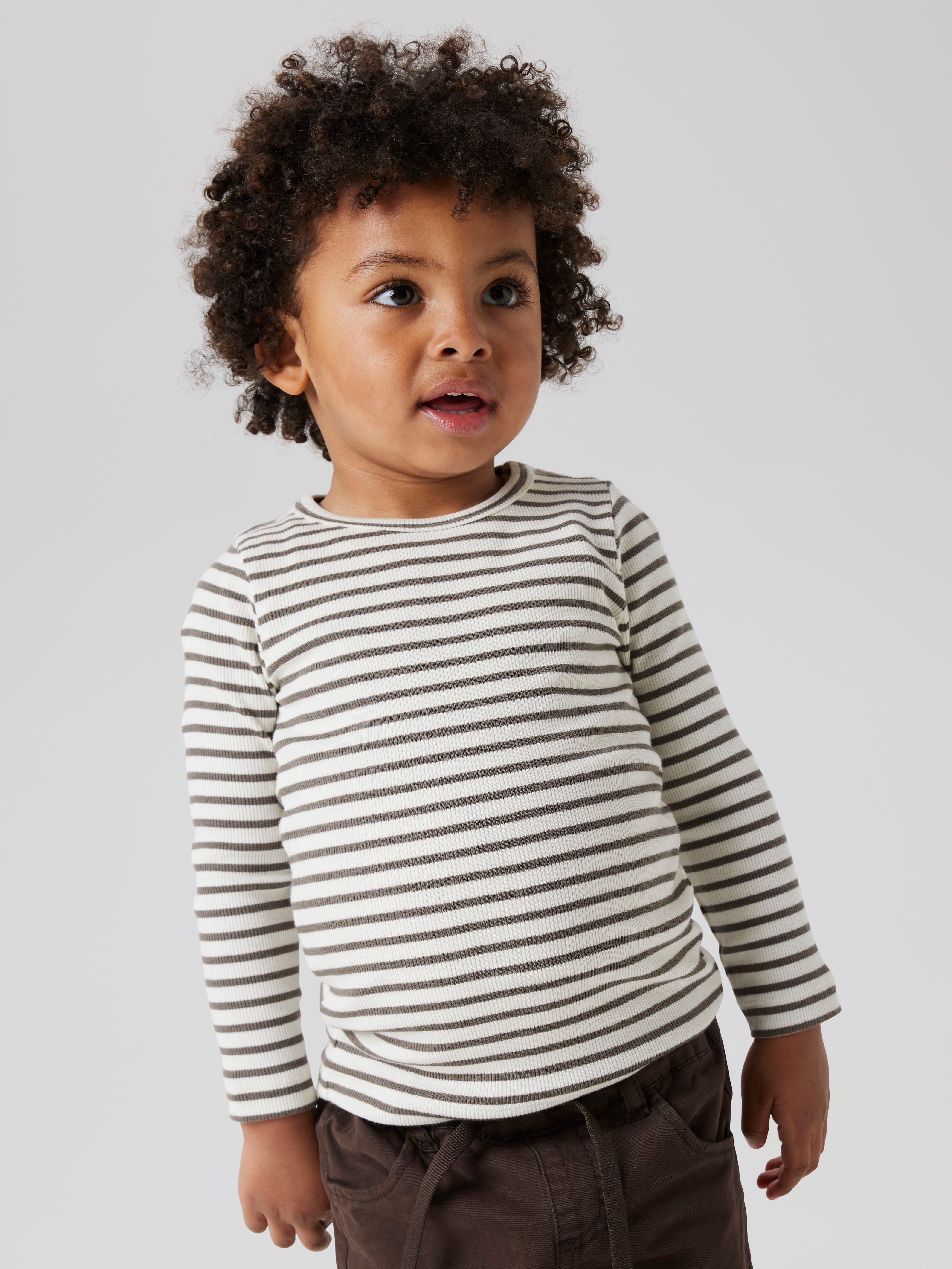 Name It Langarmshirt NMNBANI LS XSL TOP NOOS Ringel-Look in toller Rippen-Qualität