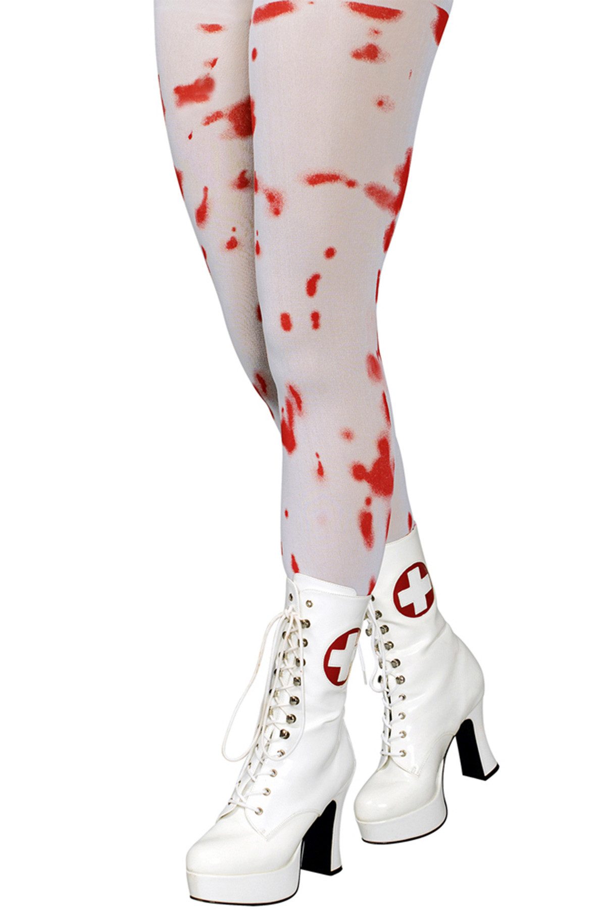 thetru Kostüm Blutige Damen Strumpfhose 'Bloody', Weiß Rot günstig online kaufen