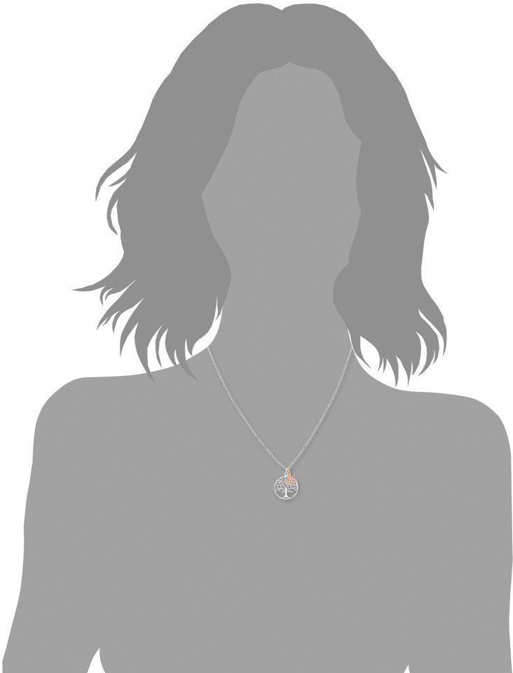 Amor Kette und Anhänger Set Lebensbaum/Taube (Set, 3-tlg), mit Zirkonia (synth)