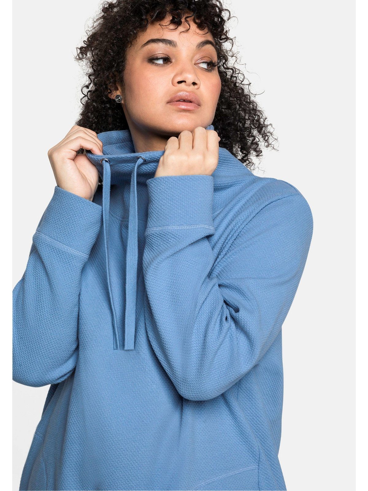 Strukturqualität jeansblau Sweatshirt in Sheego Größen Große