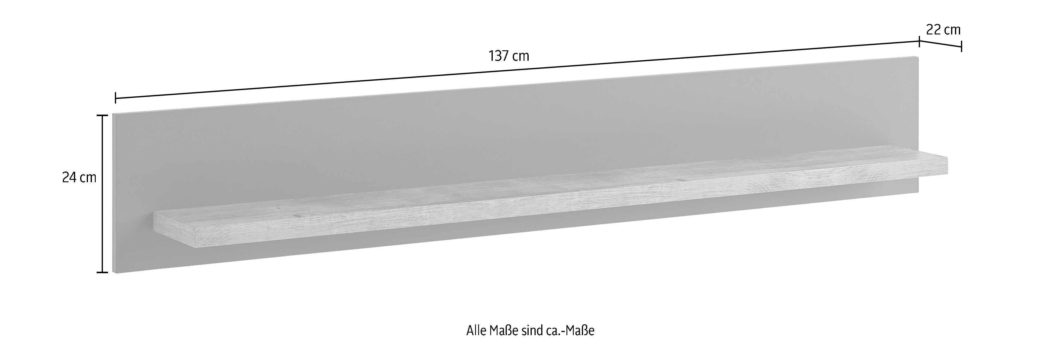 set one by grau 180 Ribbeck Wandboard | cm, in Eiche Ablageboden Lancaster, oder Breite Eiche Grau mit Musterring 150