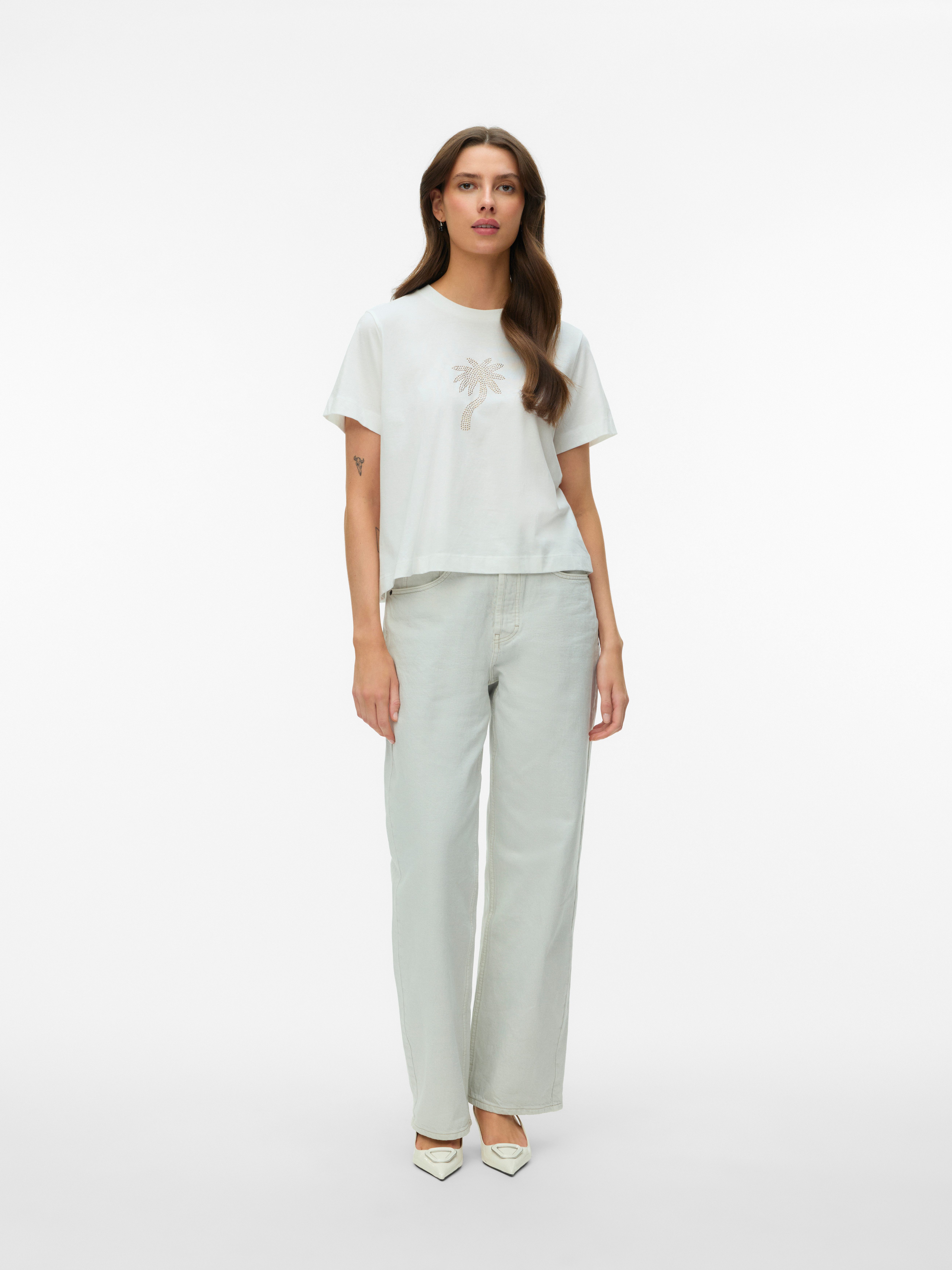 Vero Moda Kurzarmshirt VMPALMA METTE SS TOP BOX JRS Baumwolle – Bild 4 von 5