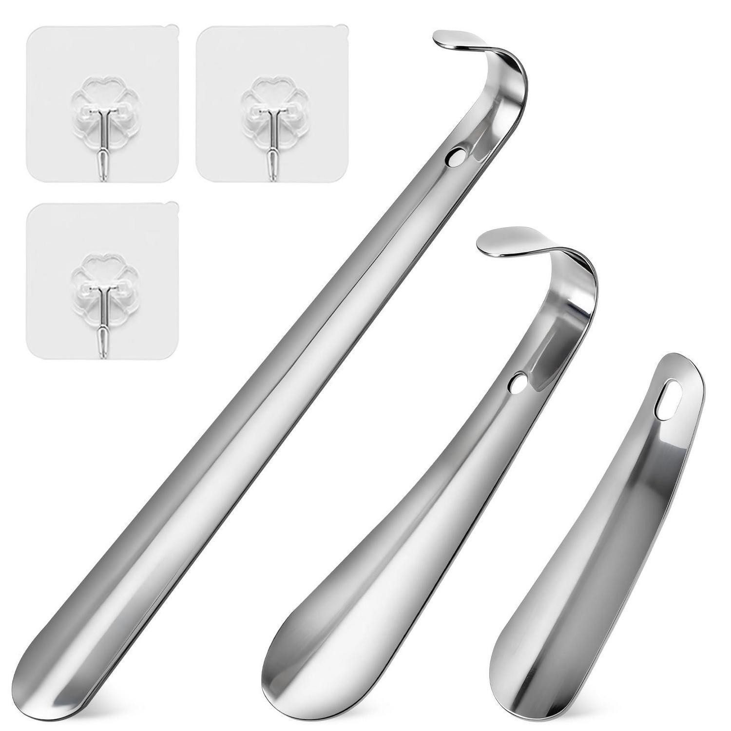 LuxusKollektion Schuhlöffel Schuhlöffel Set Metall 3-tlg. m. Haken