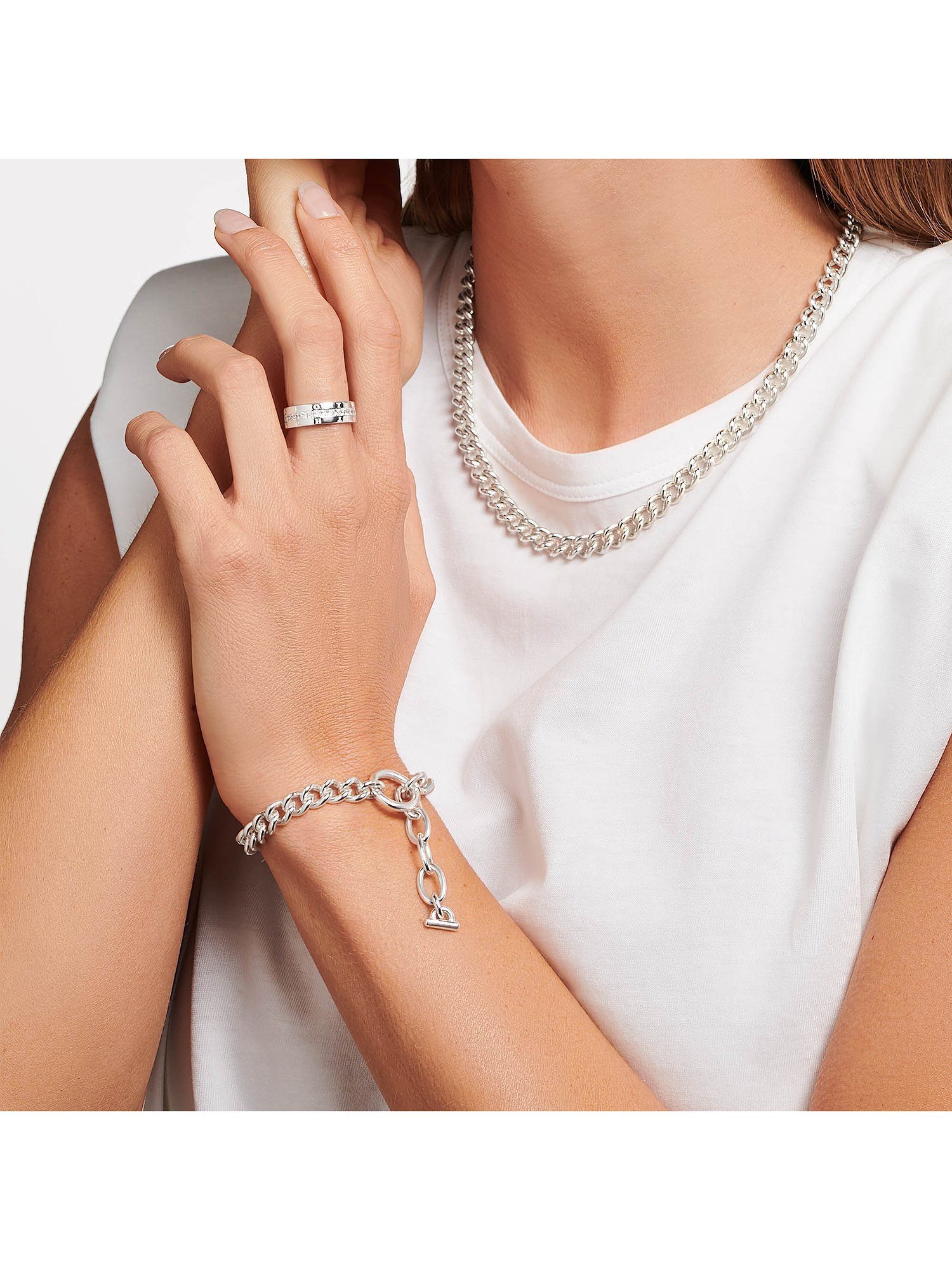 THOMAS SABO Silberkette Thomas Sabo Damen-Kette 925er Silber Zirkonia, Damenschmuck