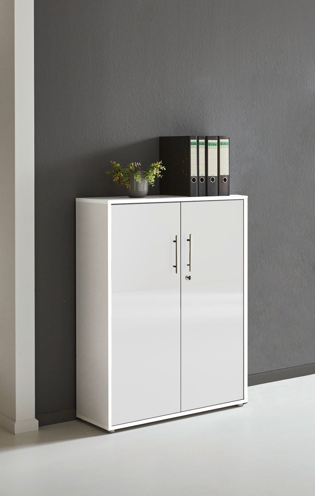 moebel-dich-auf Aktenschrank TABOR (Büroschrank Ordnerschrank Mehrzweckschrank, abschließbar, Metallgriffe, 3 Fächer) Made in Germany