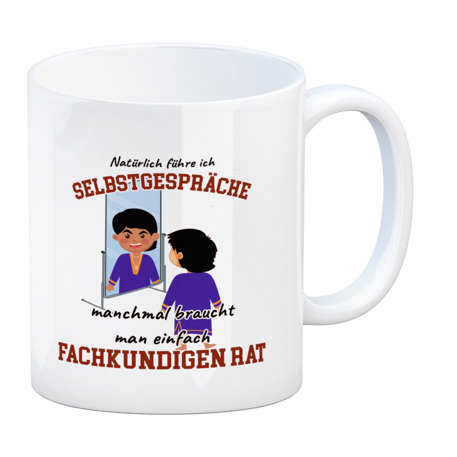 Tasse Spiegelbild und Selbstgespräche Kaffeebecher mit Spruch fürs Büro
