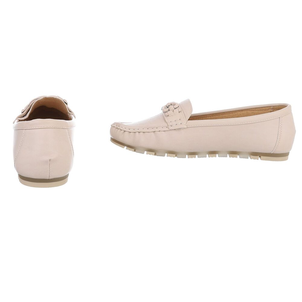 Ital-Design Eleganter Mokassin mit Schnalle für Damen im Alltag Slipper (90793502) Flach Mokassins in Beige