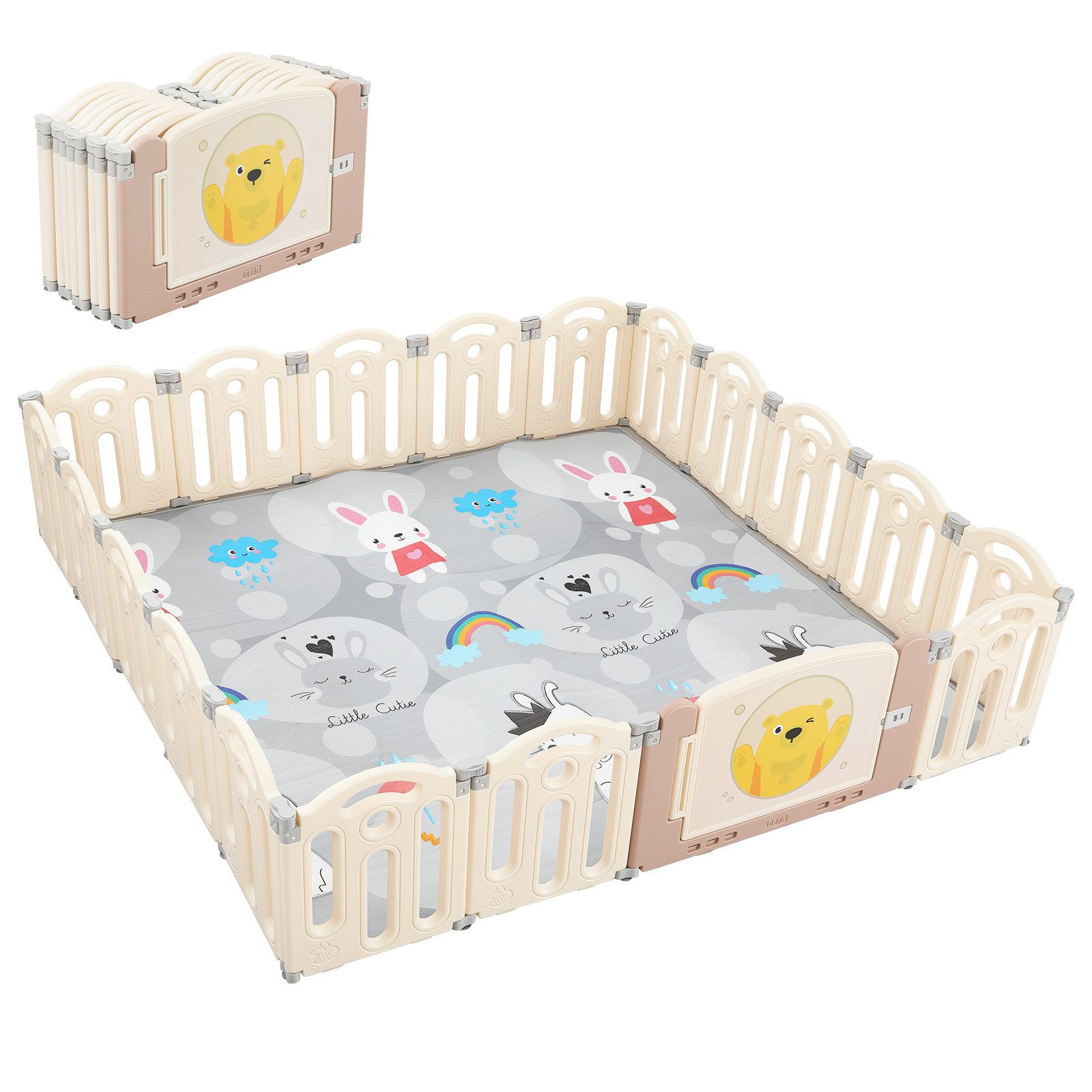 Laufgitter Laufstall Faltbar Laufgitter Baby Mit Tür und Spielzeugboard