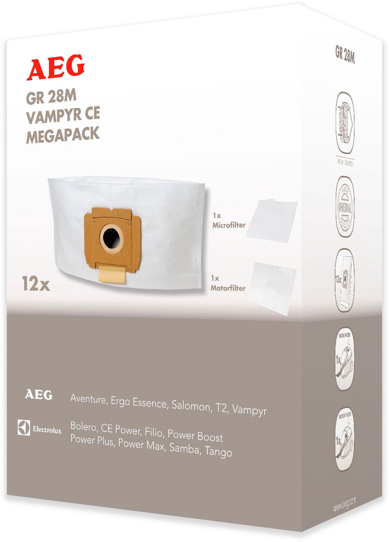 AEG Staubsaugerbeutel CE PW24TRE, passend für AEG, PROGRESS, PRIVILEG, Gr28 M für Vampyr CE