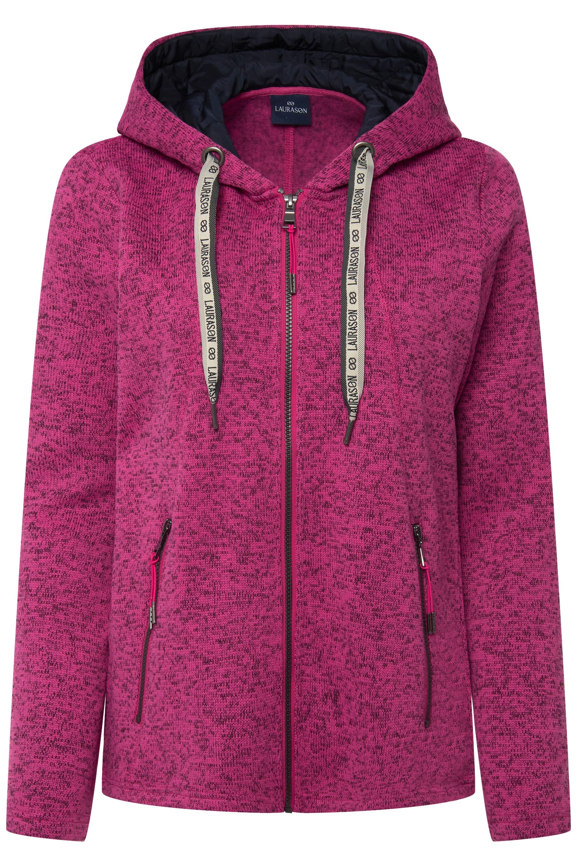 Laurasøn Sweatjacke Strickfleece-Jacke Kapuze Zipptaschen günstig online kaufen