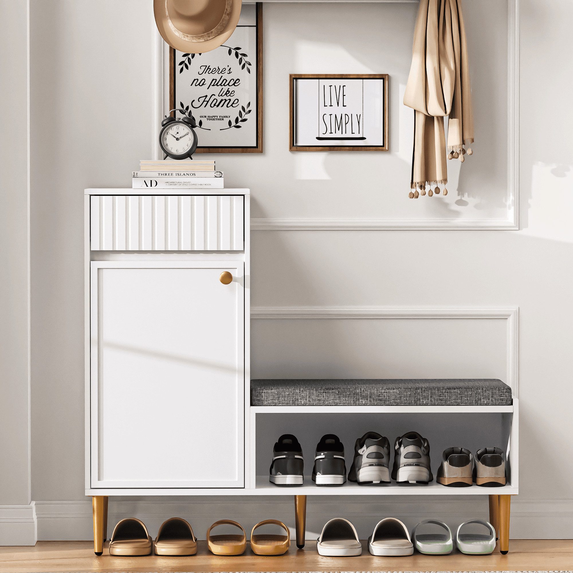 STILVORA Schuhbank mit 2 Schubladen,Schuhregal Aufwahrungsschrank mit Sitzb günstig online kaufen