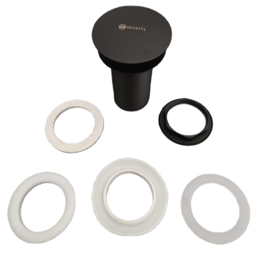 Lomadox Ablaufventil FAUCET-140, Edelstahl Click-Clack Ablaufventil in Schwarz matt