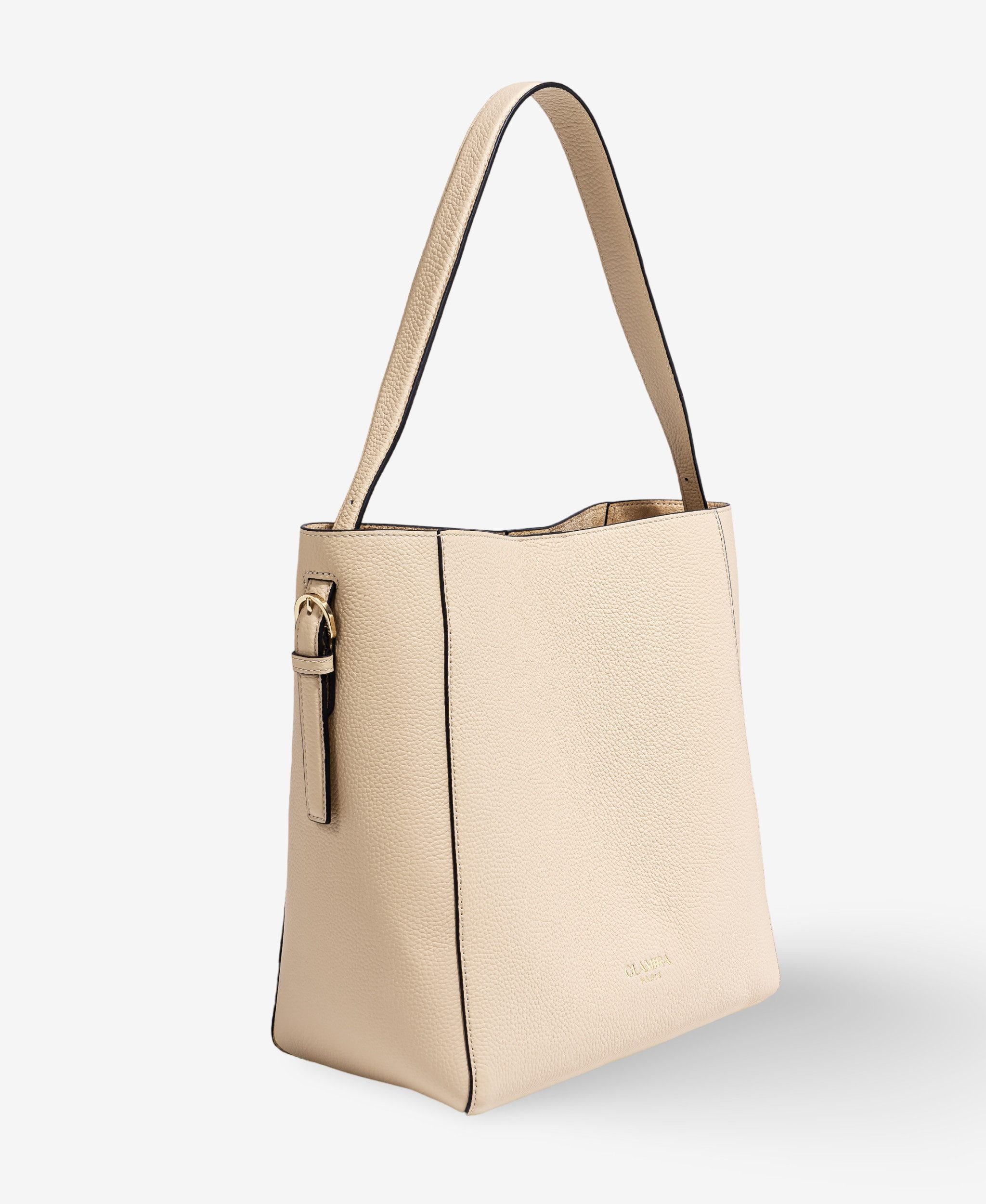 GLAMIRA Schultertasche Lysandra Beige Schultertasche (Set, 2-tlg., mit Geldbörse), echt Leder, mit geräumigem Hauptfach