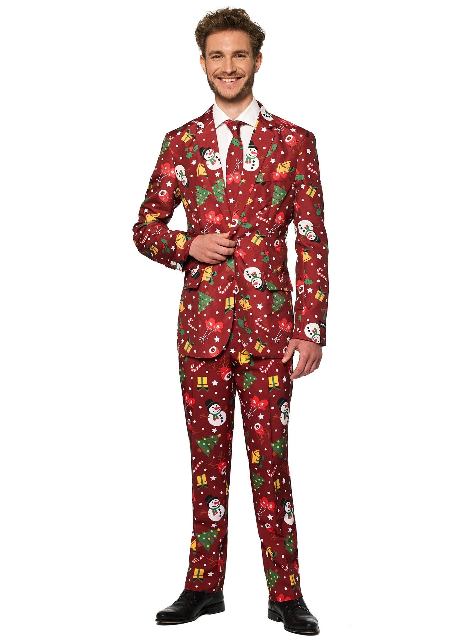 SuitMeister Partyanzug SuitMeister Red Icon LED Anzug - Weihnachtkostüm, Weihnachtlicher Herrenanzug: da leuchten nicht nur die Augen!