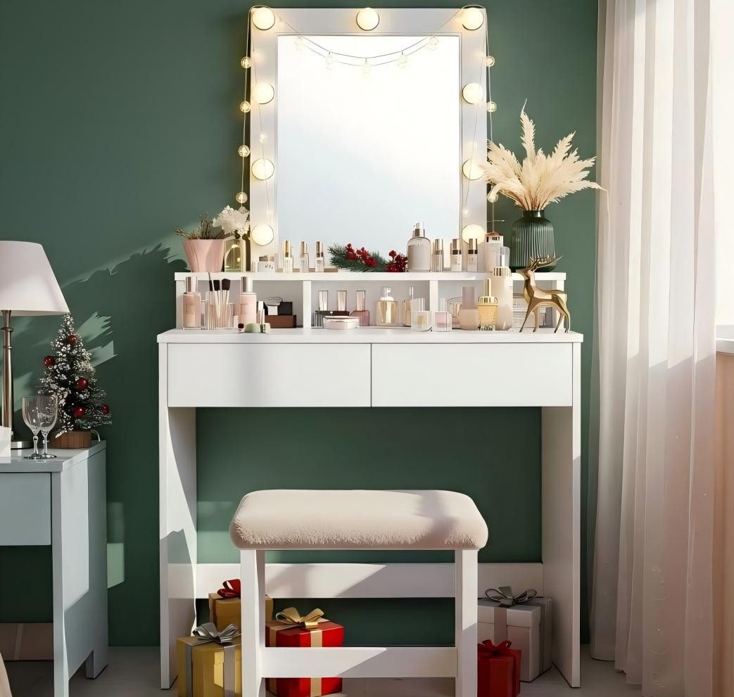 VASAGLE Schminktisch Kosmetiktisch mit LED-Beleuchtung, einstellbare Hellig günstig online kaufen